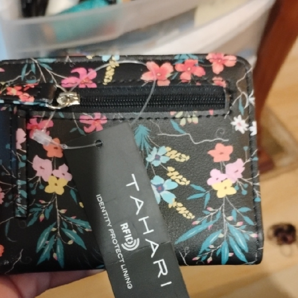 Tahari Black Floral Women's Wallet